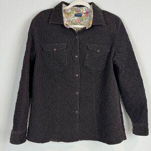 VTG Westbound Brown Quilted Corduroy Snap Shirt Jacket Shacket Cottagecore L